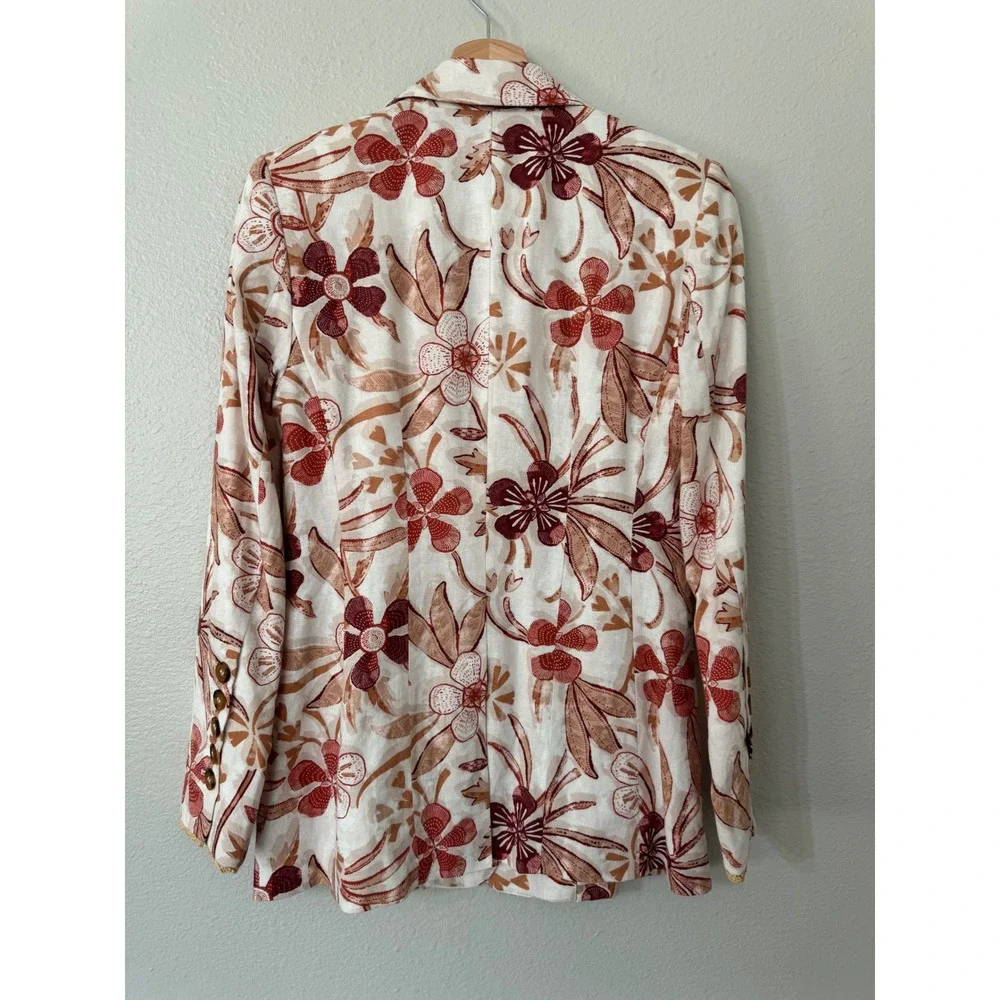 Sam Edelman Women's Enola Printed Blazer Size XS Linen Blend Floral - Picture 9 of 9